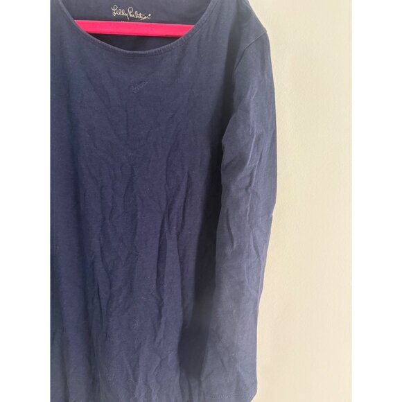 Lilly Pulitzer Kids‎ 12-14 XL Ruffled Long Sleeve Navy Blue Tunic 100% Cotton - Picture 5 of 5